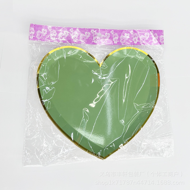 Transfronterizo desechable estampado 7 color platos de papel de amor platos de pastel de cumpleaños platos de bocadillos platos de fiesta platos de diseño