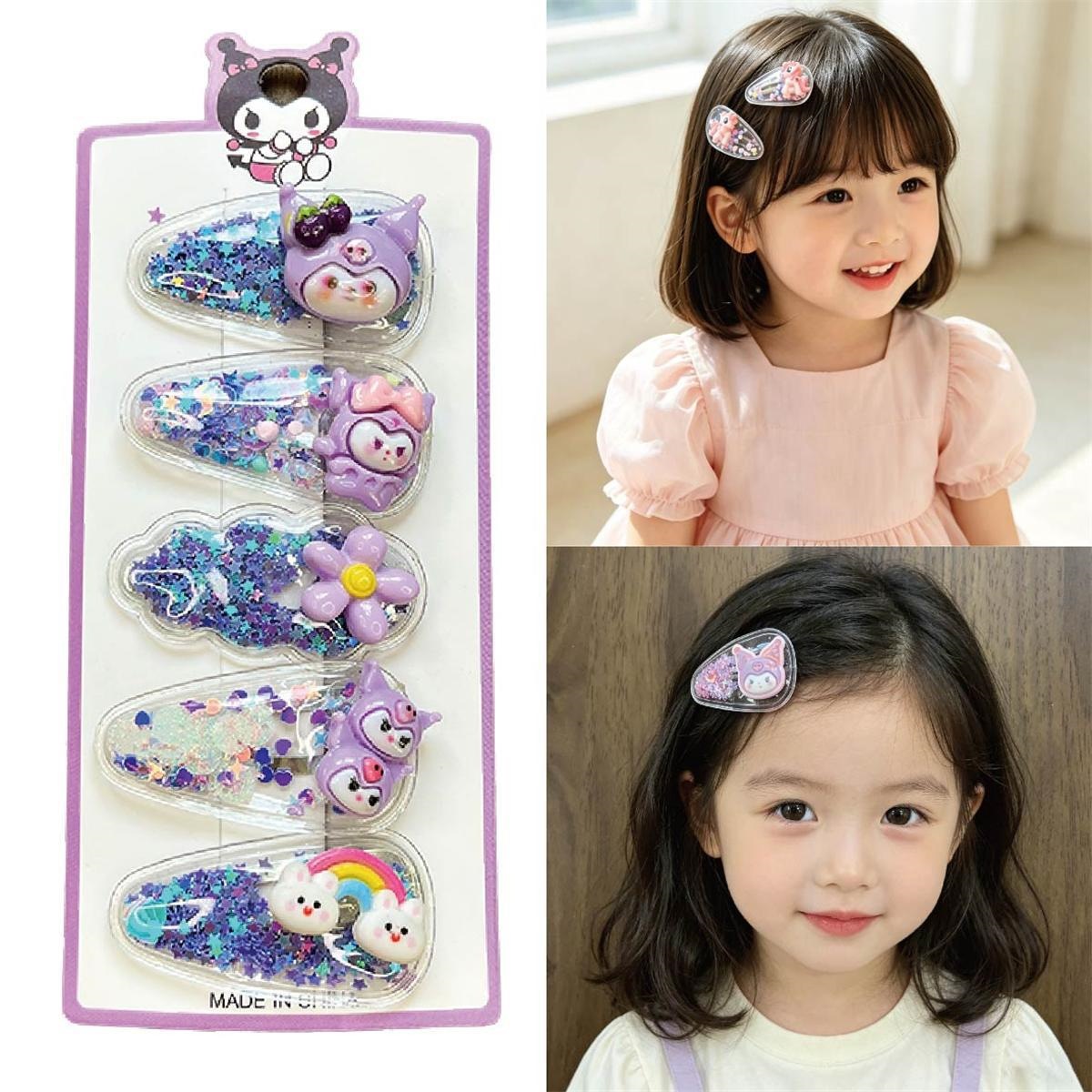 Nuevo clip de cabello para niños de arena flotante niñas dibujos animados BBQ mar roto clip de cabello niñas dulces pequeños clips para el cabello