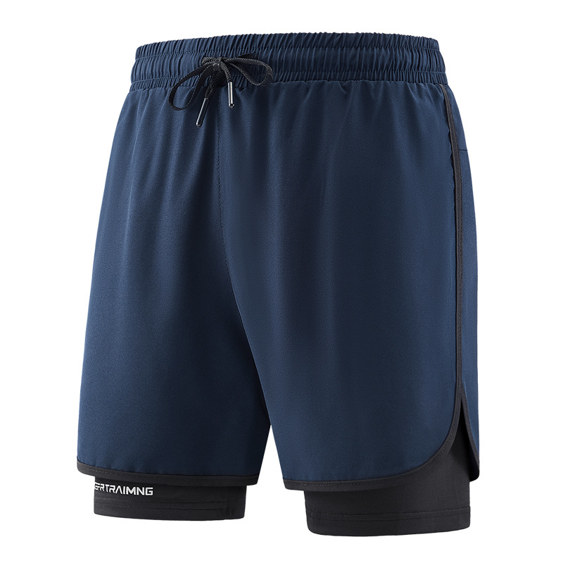 Pantalones cortos deportivos de secado rápido para hombres de verano pista y campo maratón correr pantalones de acondicionamiento físico falsos dos pantalones de entrenamiento de luz