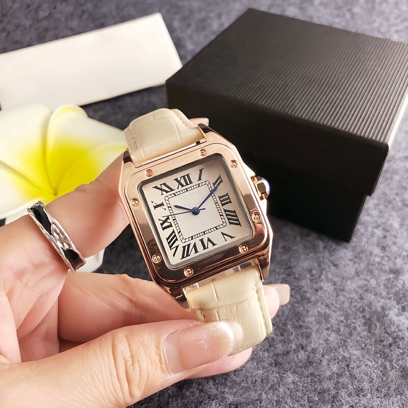 Niche Watches for Women, Simple and Fashionable Design, High-Value Leather Strap Square Wristwatches for Middle and High School Students, Wholesale