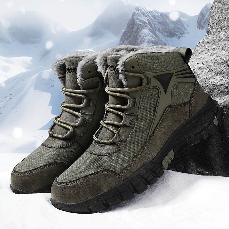Cross-border botas de nieve de los hombres de invierno cálido forro polar grueso alto-top zapatos de algodón al aire libre impermeable antideslizante más tamaño botas de algodón
