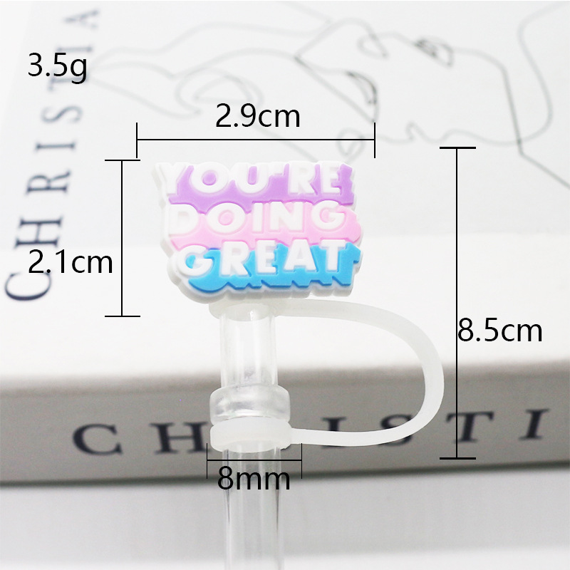 Tapa de paja Spot 7-8mm silicona linda mini muñeca parche tapón a prueba de polvo decoración de pajitas tapón a prueba de polvo