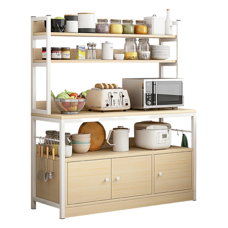 Rack de almacenamiento de cocina de pie multi-funcional horno de microondas de almacenamiento doméstico con tazón y plato gabinete estante de almacenamiento grande