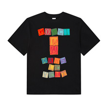 跨境新款彩色字母印花T恤批发情侣同款圆领上衣简约时尚宽松t恤