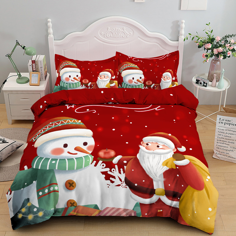 Nantong 3D digital printed Santa Claus three piece bedding set_voghion.com