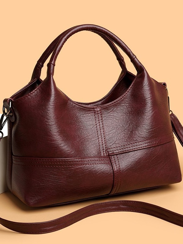 Fashion Splicing Women's Handbag New Simple Middle-Aged Mother Bag Commuting Large Capacity Single Shoulder Crossbody Bag