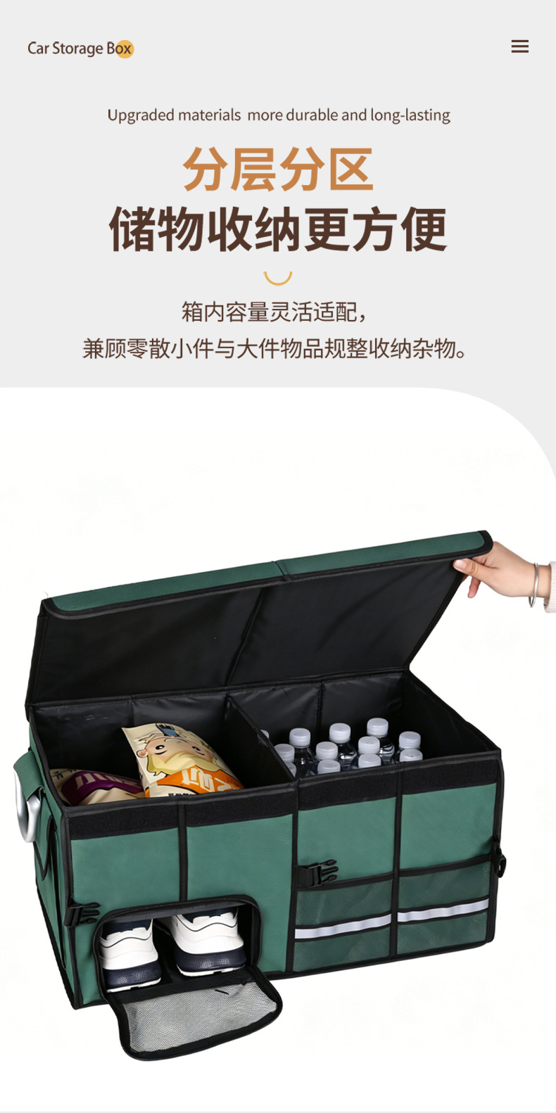 Car storage box, trunk organizer, multifunctional foldable miscellaneous box, car-mounted Oxford cloth organizer