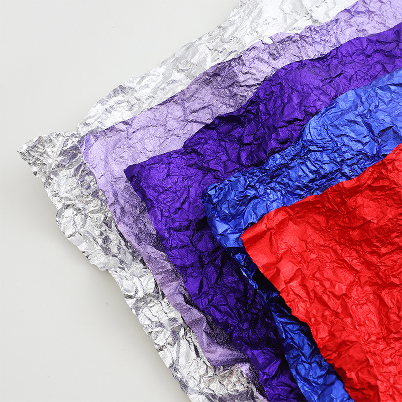 节日新款花束包花纸锡纸金属定型可折手揉创意鲜花包装纸花艺批发