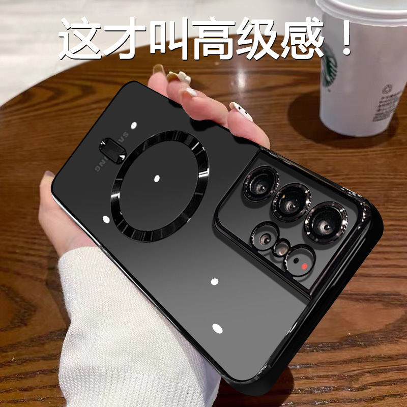 Samsung s23ultra phone case new plating s22ultra magnetic transparent limited edition s23 lens