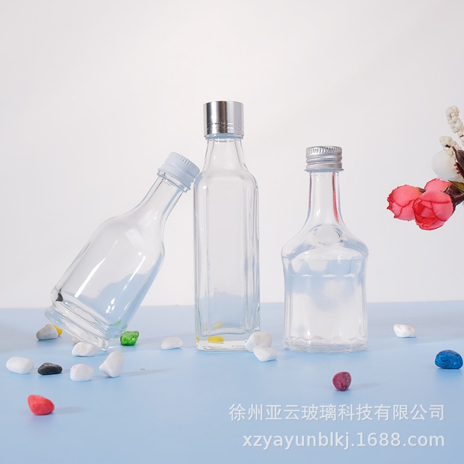 Botella de vino pequeña al por mayor, botella vacía, vidrio transparente grueso 50ml, vino de elaboración propia, vino, vino blanco, botella de vino subenvasada