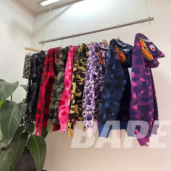 High-Quality Cross-Border E-Commerce Japanese Style Bape Classic Shark Sweatshirt Hooded Men's and Women's Jacket Letter Logo