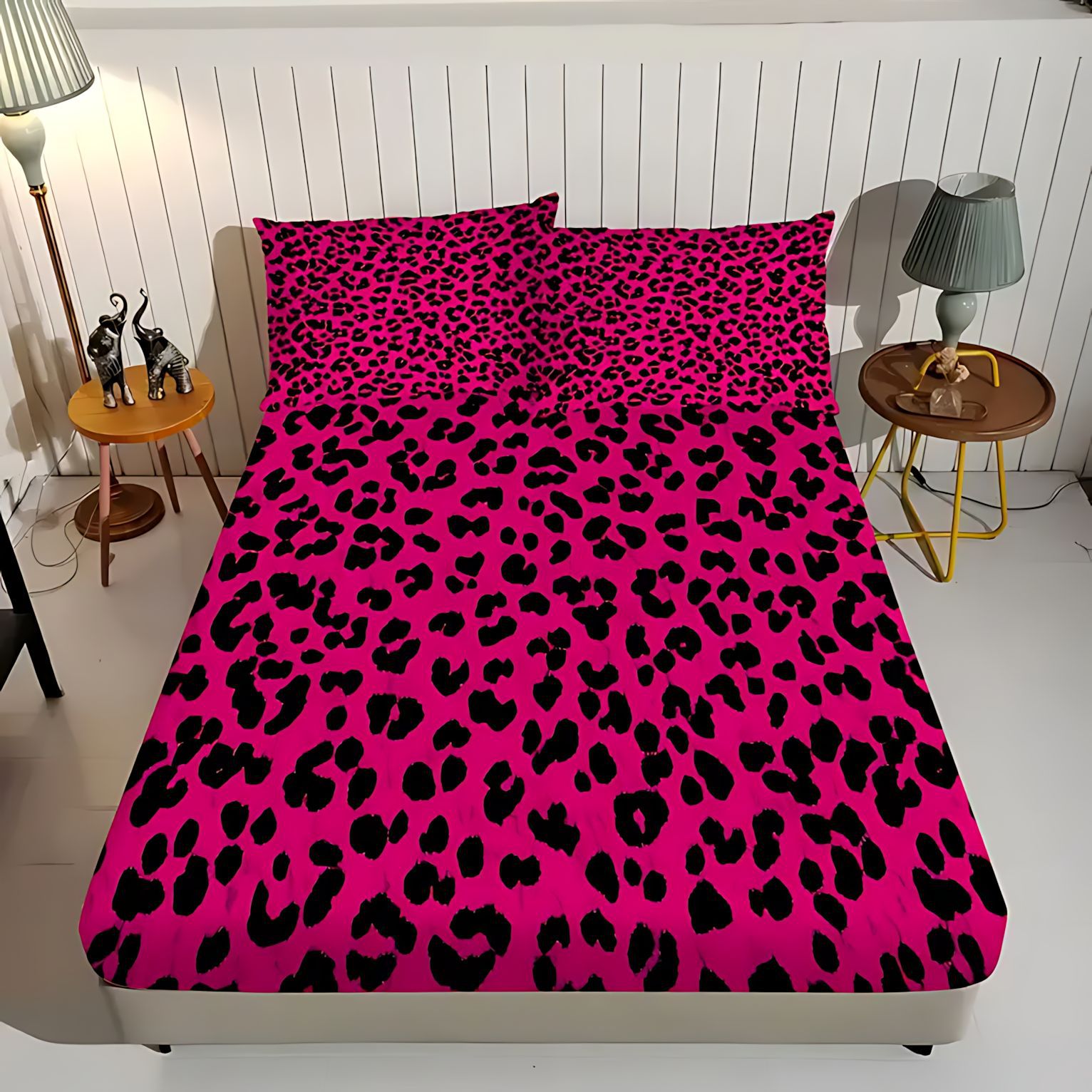 TEMU / JIT Transfronterizo suministro directo multicolor leopardo tema impresión digital 3D abrasión colcha de colcha de almohada conjunto