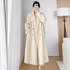 2025年秋冬新作 キャメルベルベット両面カシミヤコート レディース ミドル丈 ウールジャケット 洋風 秋冬 厚手
