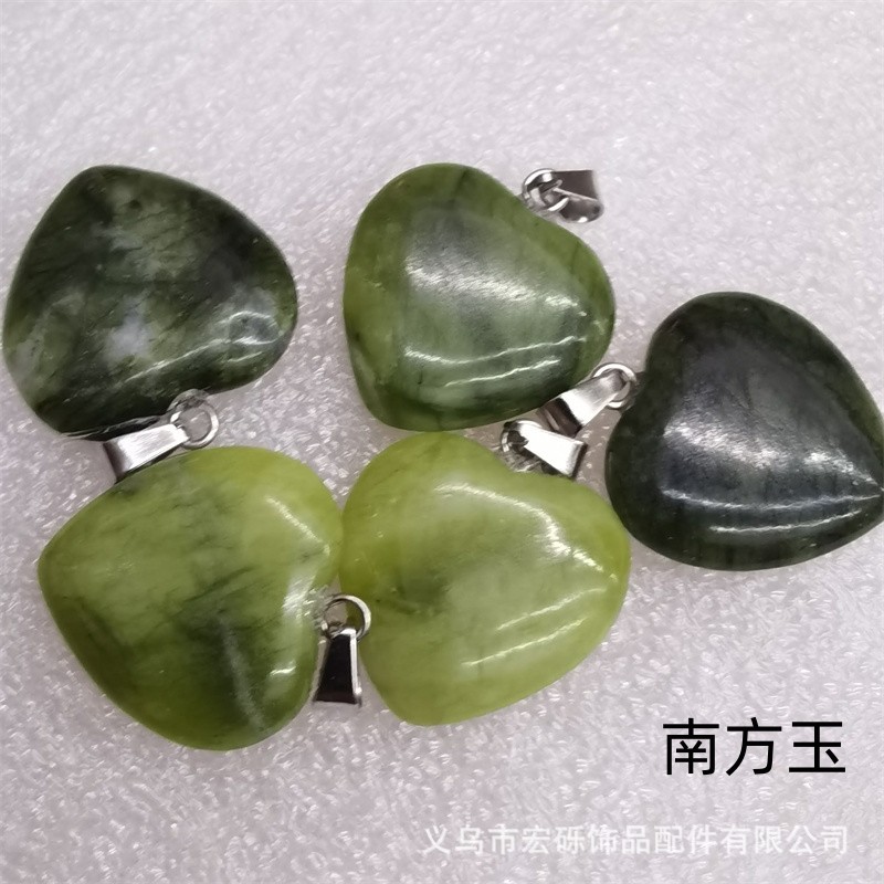 Natural cristal ágata Dongling Jade de doble cara en forma de corazón de amor colgante collar de accesorios de la joyería de la joya de la fábrica al por mayor