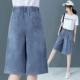 High Waist Wide-leg Pants Denim Women's 2024 Summer New chubby girl Loose plus size Six-point Thin Straight Cropped Pants