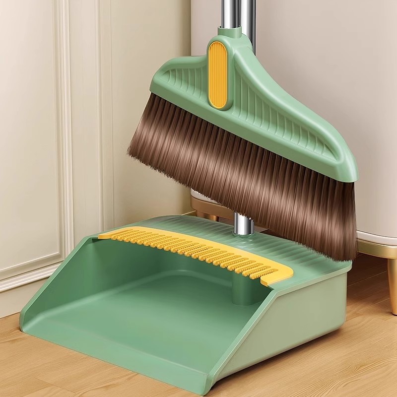 2025 New Model Broom and Dustpan Set for Home Use, Broom Combination for Sweeping Floors, Non-Stick Hair Scraper, Floor Cleaning Tool