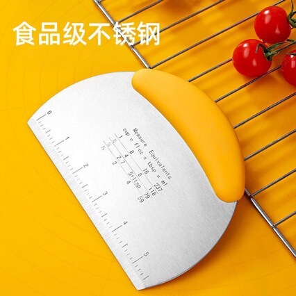 Stainless Steel Dough Scraper Non-Stick Scraper with Scale for Flour, Household Cake, Steamed Bun, Hand-Rolled Noodles, Baking Tool