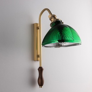 Cross-border Retro Walnut All-copper Wall Lamp Living Room Bedroom Bedside Lamp Cafe Model Room Corridor Aisle Lamp