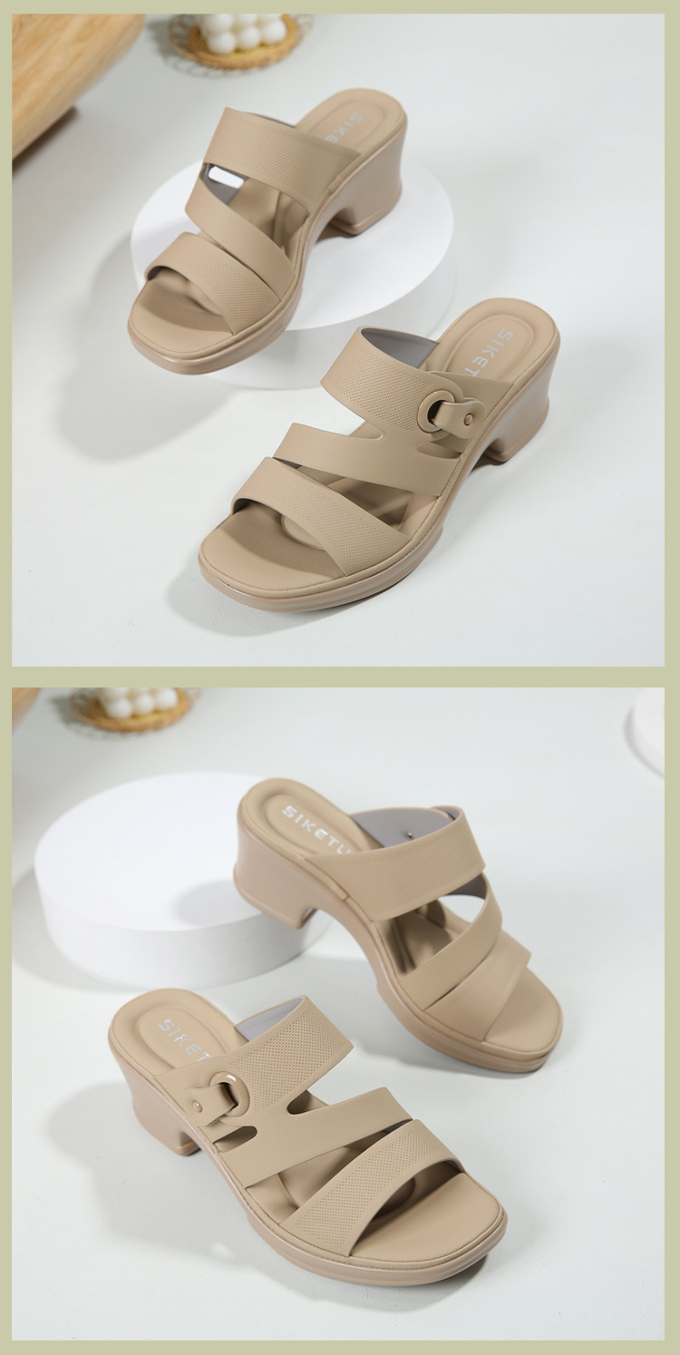 Dép sandal nữ quai chữ V đế xuồng đục lỗ thoáng khí, đế mềm chống trượt — màu nâu, màu đen, màu mơ chi tiết 13