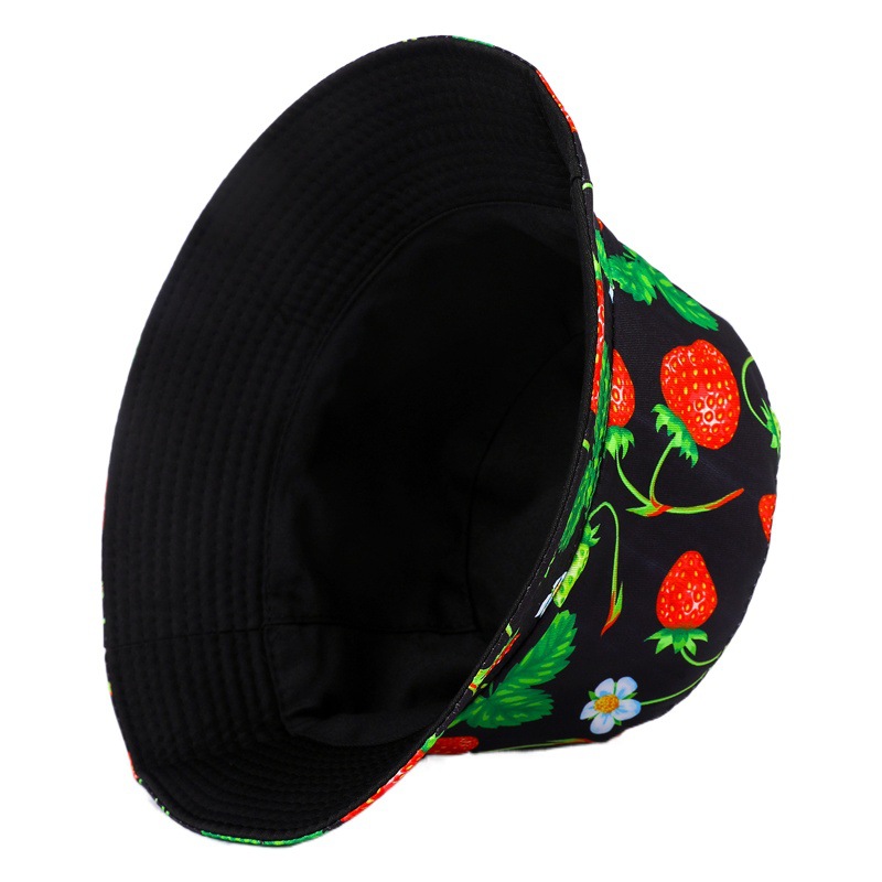 Fresa patrón pescador sombrero femenino primavera y verano nuevo sombrero de sol de doble cara sombrero de la cuenca de la moda europea y americana sombrero para el sol