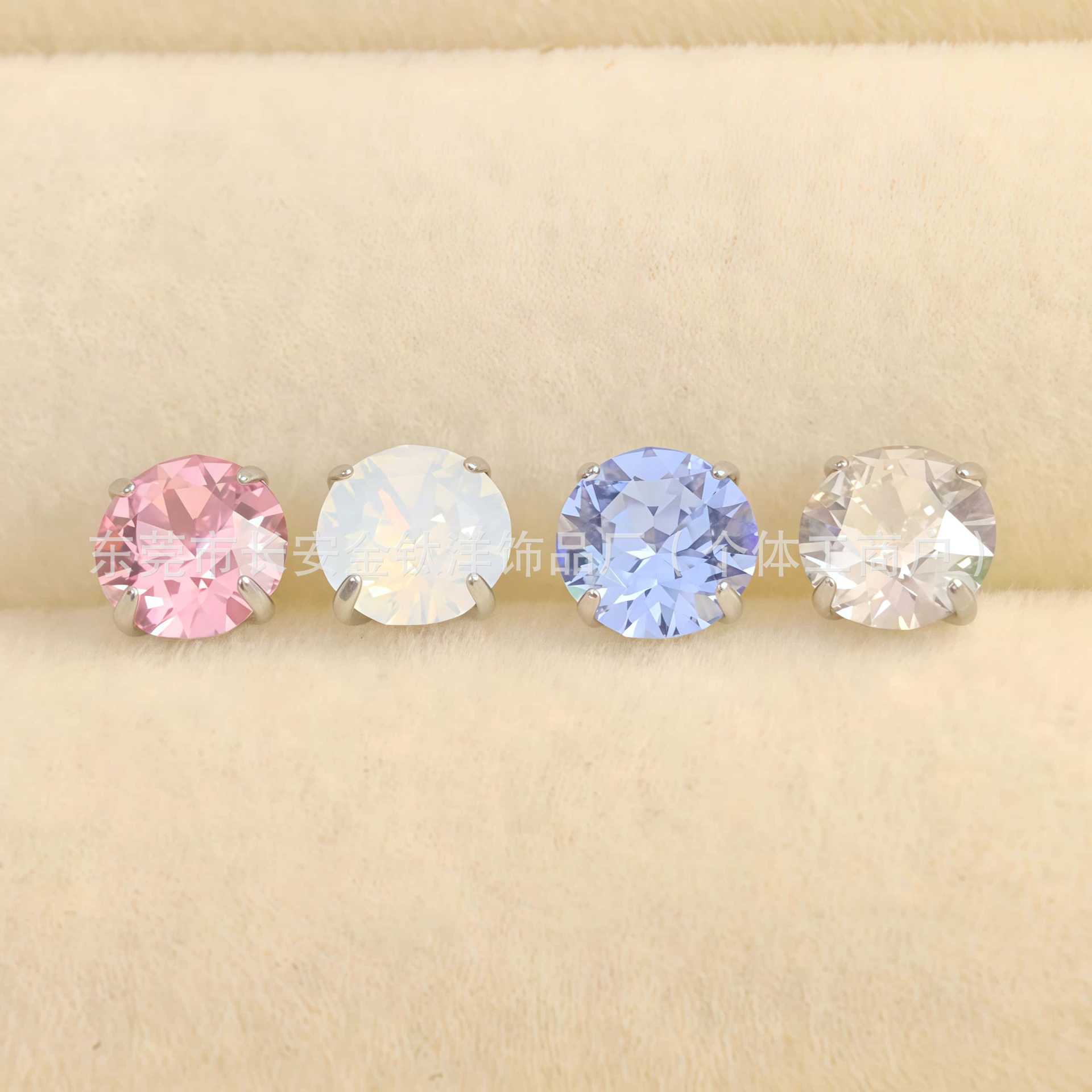 F136 Titanium Flash Claw Inlaid Swarovski Pin Earrings Ear Bone Nails G23 Titanium Alloy Body Piercing Jewelry detail image 8