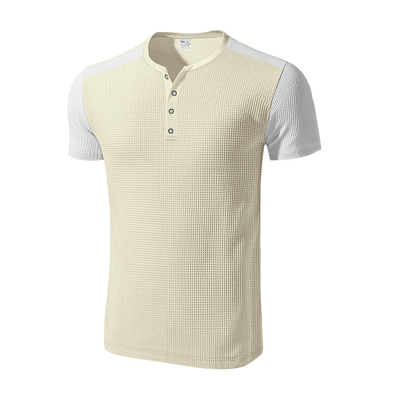T-shirt henley uomo oversized a blocchi di colore waffle_voghion.com