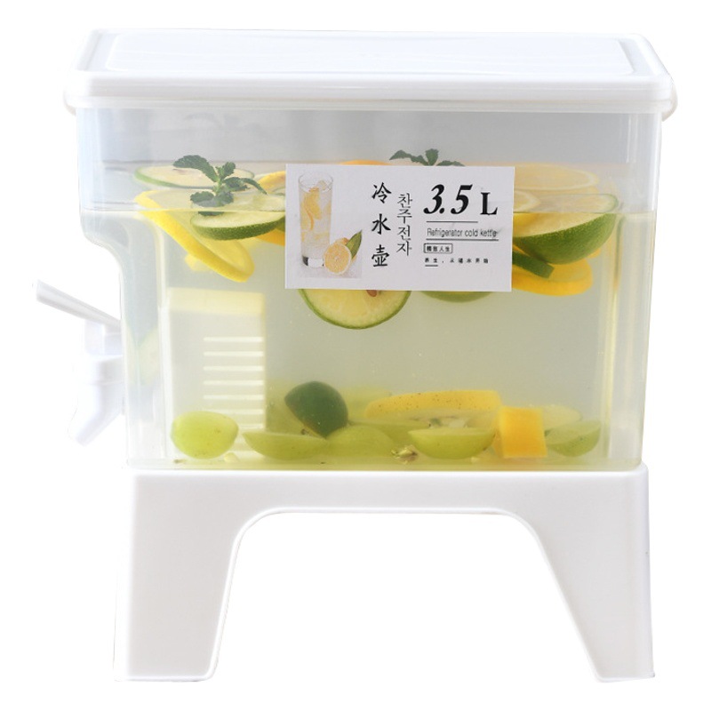 Jarra de agua fría con pico y base para refrigerador, jarra para té de frutas, botella de agua de limón para el hogar en verano, jarra de agua, cubeta de agua fría, jarra para hielo.