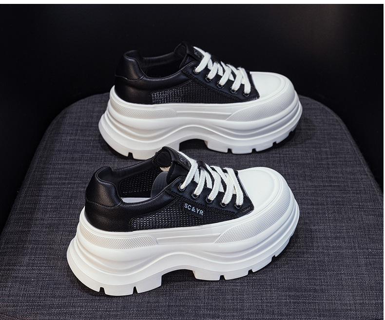 Giày sneaker nữ đế dày phong cách Anh quốc, form dày dặn, phối hợp trang phục hằng ngày — Be 5058, Đen 5058 chi tiết 15