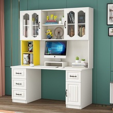 实木书桌书架组合欧式电脑桌书柜一体家用写字桌子学生儿童小卧室