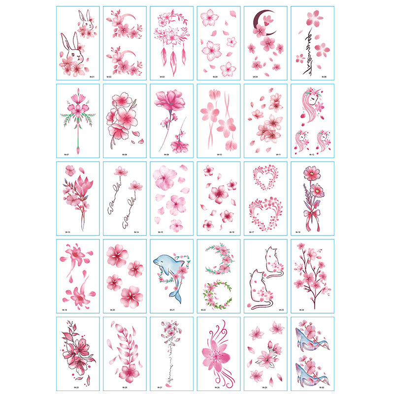 Pequeñas pegatinas de tatuajes de flores impermeables frescas, tatuajes de hombres y mujeres sexy, cicatrices desechables, pegatinas de tatuajes de rosas personalizadas