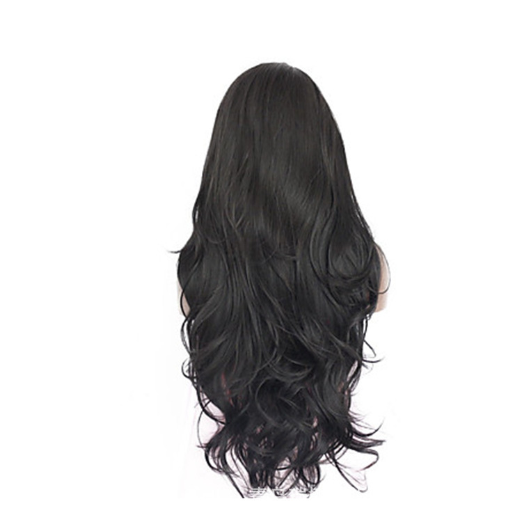 Peluca europea y americana, pelo largo y rizado, encaje negro, nuevo Lace Front Wigs