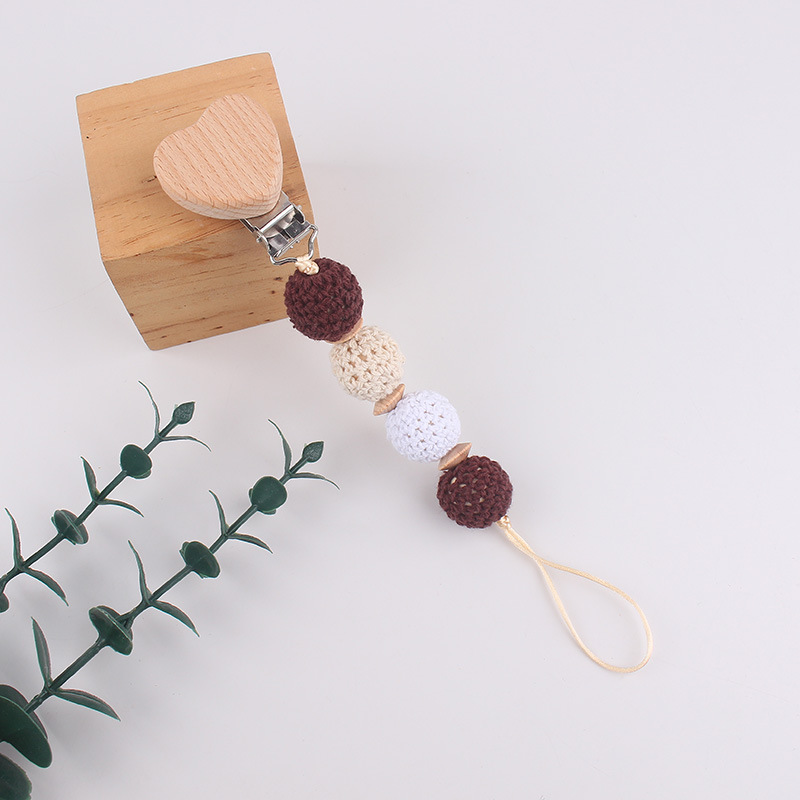 Productos para bebés Apaciguar la cadena de chupete de haya, clip de hilo de ganchillo, bola de lana, anti-caída de cadena, temu shein transfronterizo