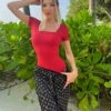 Red, with short sleeve