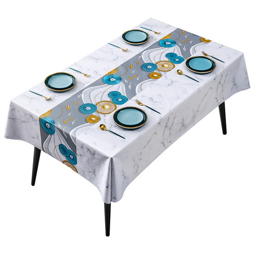 Benzhiliuguangniu light luxury tablecloth waterproof and oil-proof PVC tablecloth rectangular coffee table cloth ins style yarn fabric