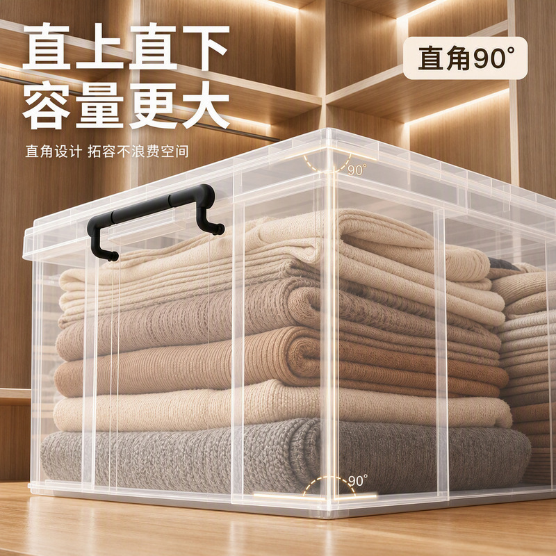 Multi-Specification Plastic Transparent Storage Boxes, Thickened Right-Angle Storage Bins for Toys, Clothes, Quilts, Wardrobe, Under-Bed Storage Multi-Specification Plastic Transparent Storage Boxes, Thickened Right-Angle Storage Bins for Toys, Clothes, Quilts, Wardrobe, Under-Bed Storage