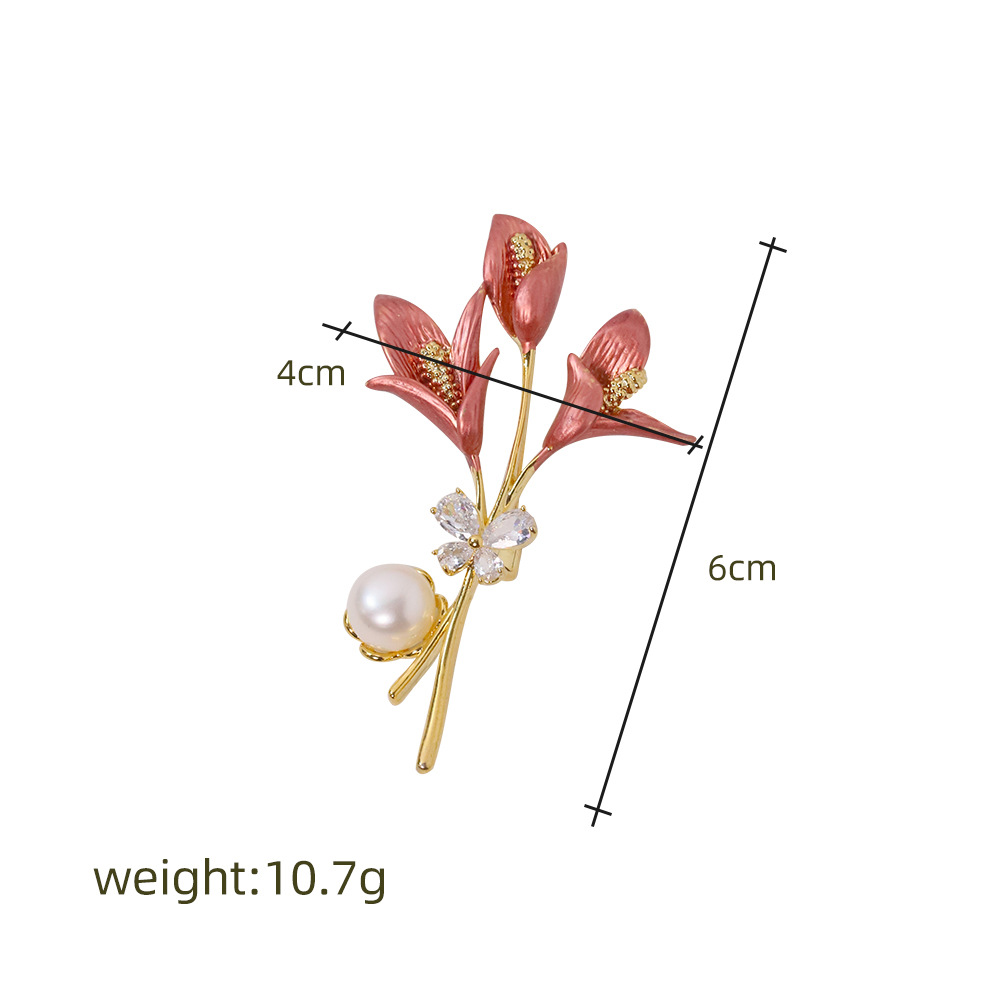Tulipan perla broche mujer delicada pequeña fragancia nueva sensación de alto nivel de flor de pecho traje pin accesorios regalos