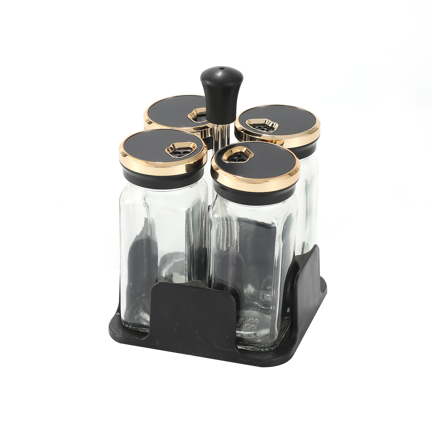 Botella de condimento de vidrio de cocina ligera de lujo al por mayor humedad lata de sal condimento lata de botella de sal