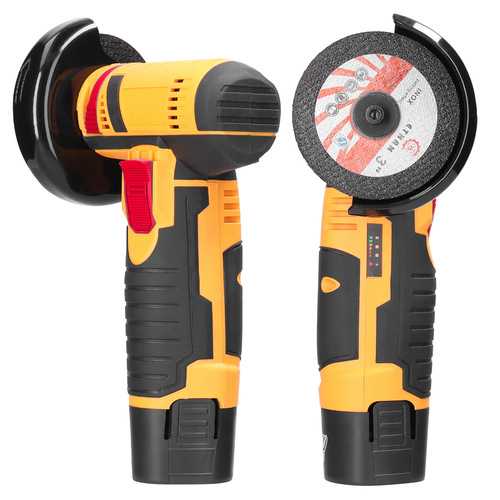 12V Brushless Cordless Mini Angle Grinder Lithium Battery Angle Grinder Polisher Cutter Cutting Machine Angle Grinder Yellow