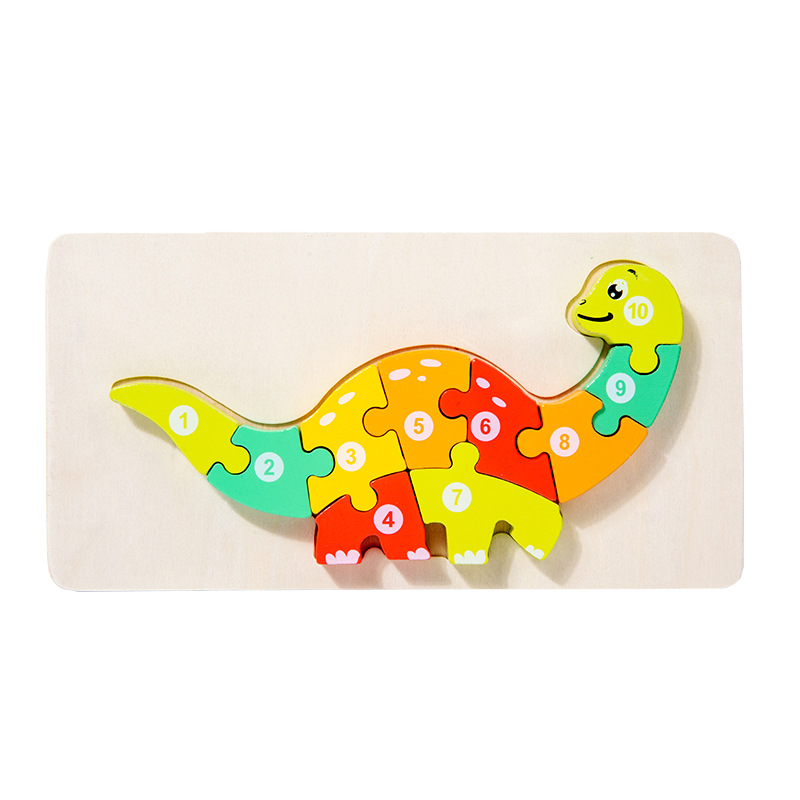 Niños pequeños madera 12 colores cognitivos números emparejados de tráfico animal gran puzzle puzzle puzzle juguetes de puzzle