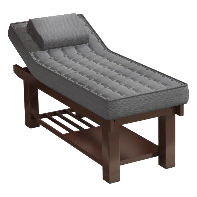 Fabricante salón de belleza cama de masaje tatuaje bordado cuerpo de madera maciza cama oreja recogiendo cama spa cama de belleza de látex