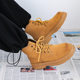 Boots Men's Spring High-Top Retro British Style Casual Motorcycle Leather Boots Outdoor Waterproof Anti-Slip Workwear Rhubarb Boots