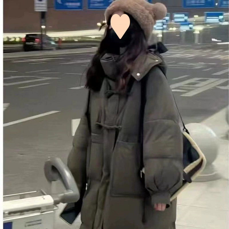 Hoody, winter long down jacket, for teenagers, increased thickness, Korean style