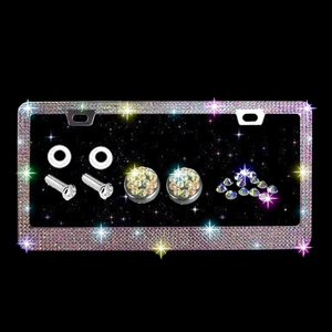 American Standard License Plate Frame with Rhinestones, Acrylic License Plate Holder, Car Accessories, Cross-Border Model, Stainless Steel License Plate Frame