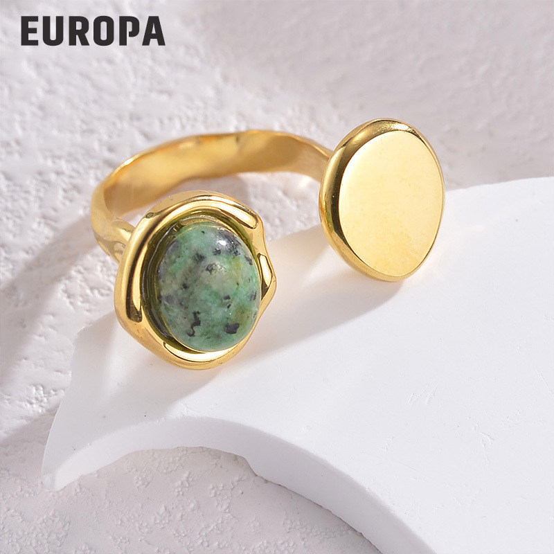 Diseño de nicho de alto grado flor ZIRCON anillo abierto luz femenina estilo de lujo europeo y americano elegante anillo ajustable de acero de titanio