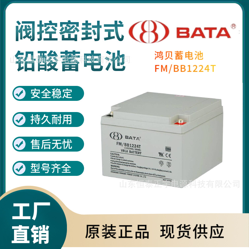 BATA蓄电池FM/BB1224T鸿贝蓄电池12V24AH消防照明 UPS电源配套
