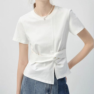 French Casual Design Regular Slit Fashion T-Shirt 2025 Summer New Loose Versatile Top