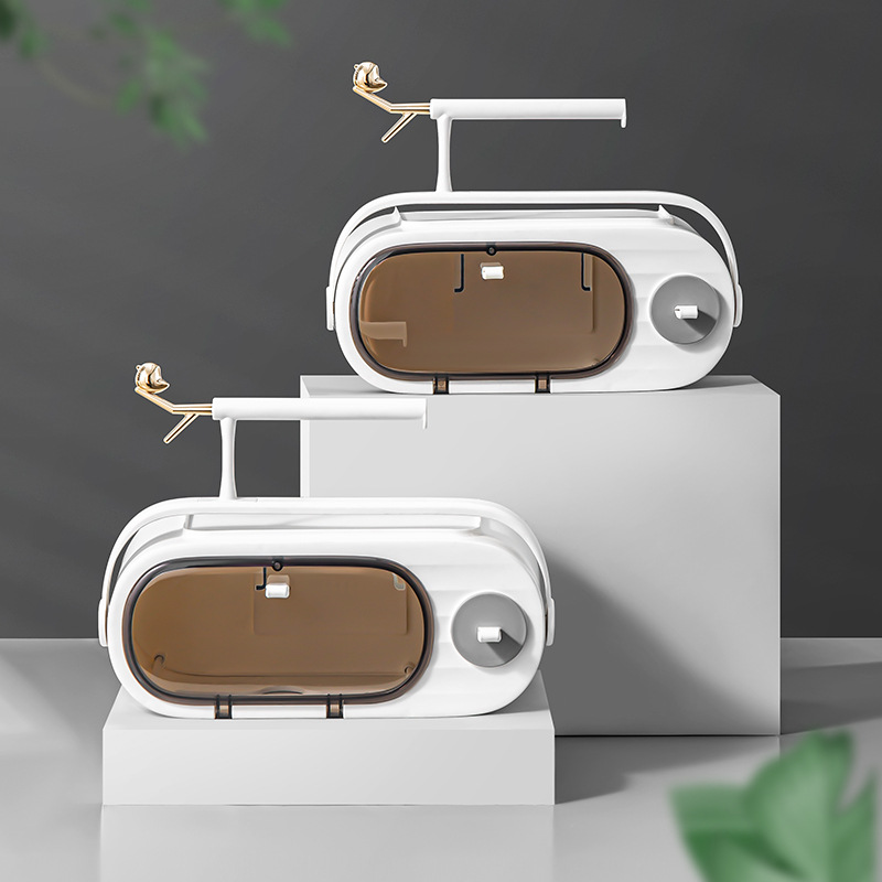 Inodoro personalizado sin perforaciones, soporte de toallas de papel impermeable, caja de dibujo creativa, soporte de almacenamiento de toallas de lavado de cara