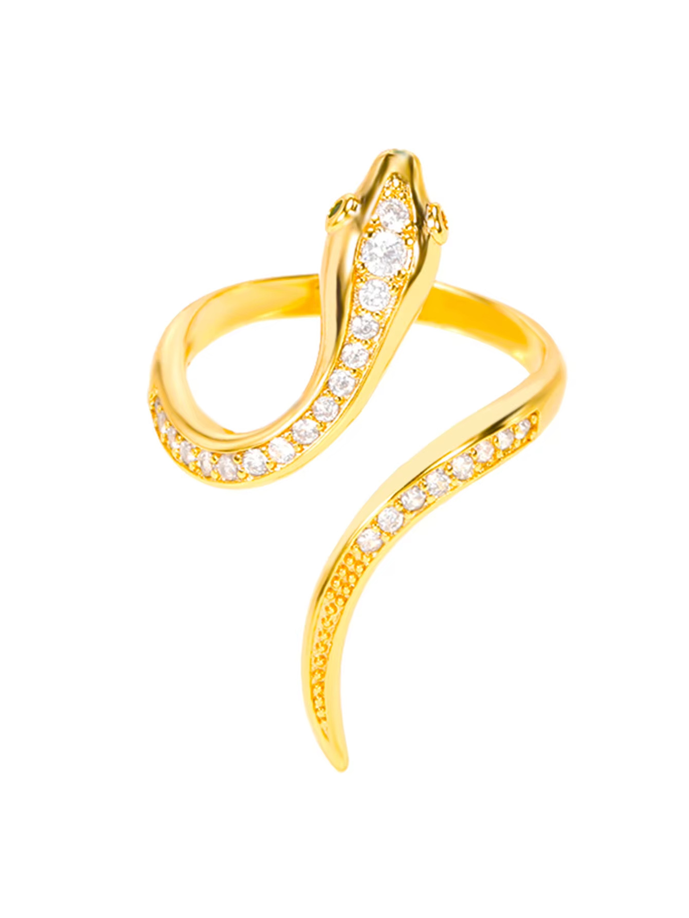 6g Weight 0.03µm Gold Plating Thickness PVD Coated Gold Plating Process 18K Real Gold Plated Plating Material Zircon Inlay Material Open Rings Classification 1 Piece Quantity Daily Occasion 304 Stainless Steel Material Snake Pattern All Seasons Season Unisex Gender Glam, Hip-Hop, Exaggerated Style Plating, Hypoallergenic Craft Glam Hip-Hop Exaggerated Snake 304 Stainless Steel Copper Plating Unisex Open Rings 17