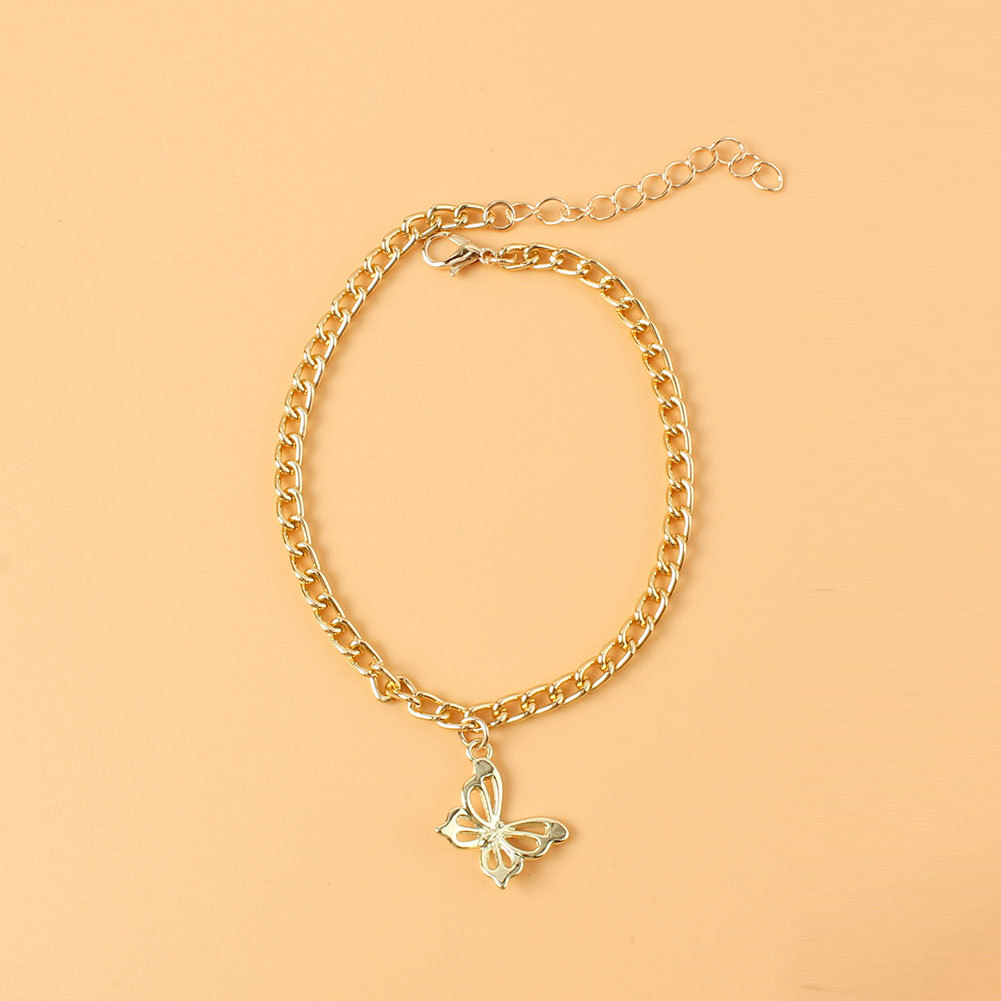 Fashion Butterfly Rhinestone Multi-layer Alloy Anklet Wholesale display picture 2