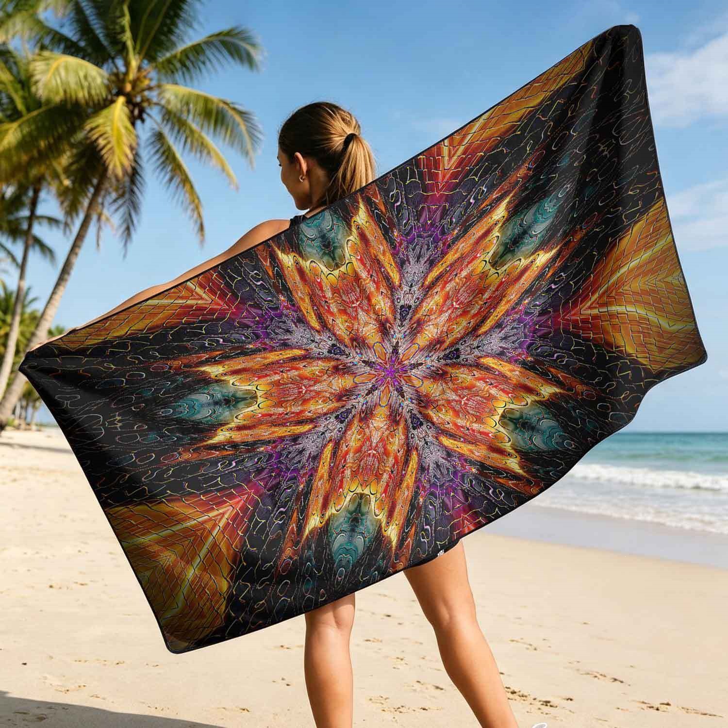 Geometric Bath Towel Car Seat Cover 2-in-1 Microfiber Outdoor Beach Car Dual-Use Universal Seat Cushion